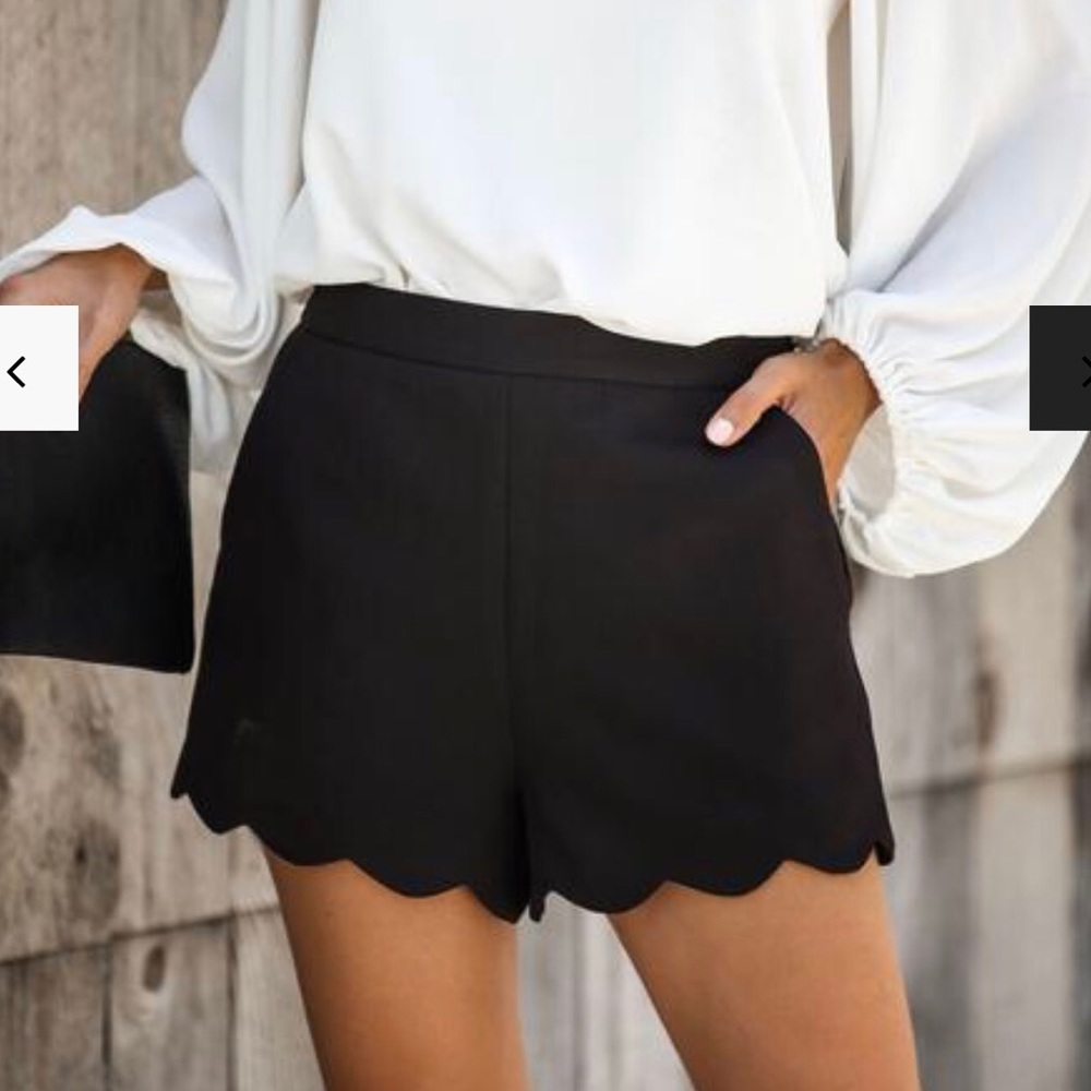 Ruffle hem navy high waisted shorts
